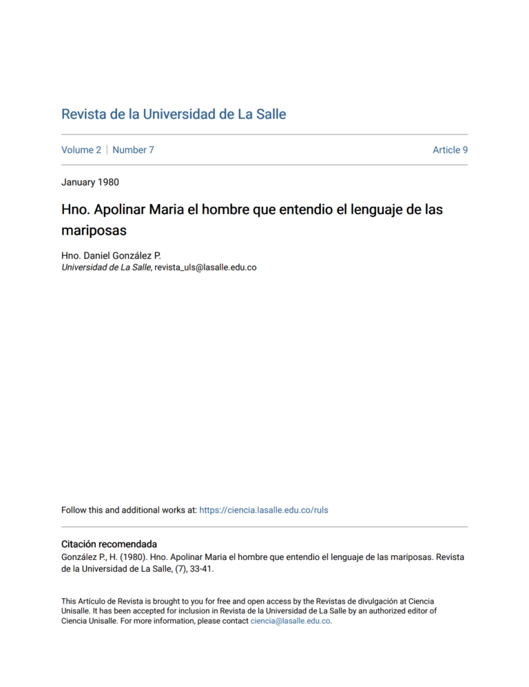 Hno Apolinar Maria el hombre que entendió el lenguaje de las mariposas