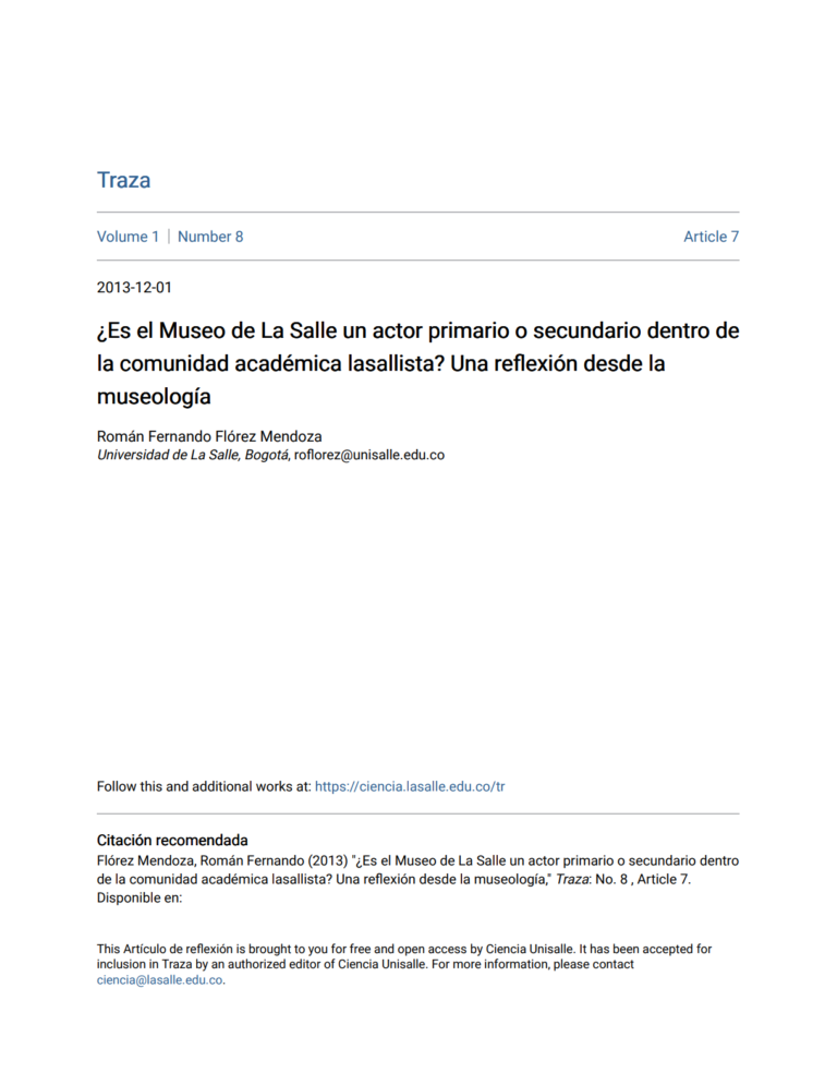 Es el Museo de La Salle un actor primario o secundario dentro de